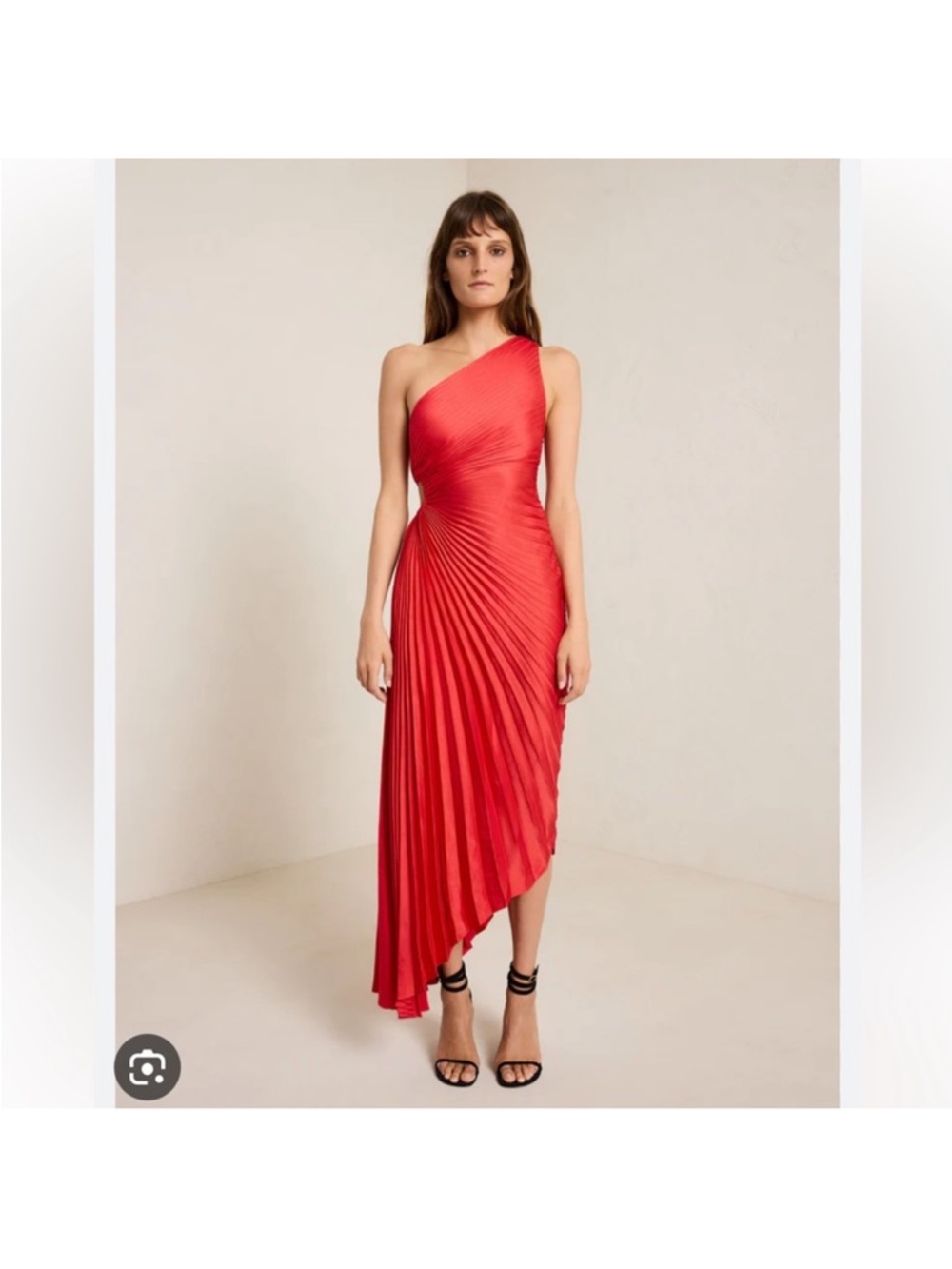 A. L. C. One shoulder red formal gown